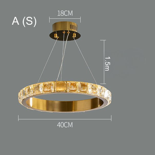 Candelabru inelar cu LED-uri cu diamant auriu pentru sufragerie