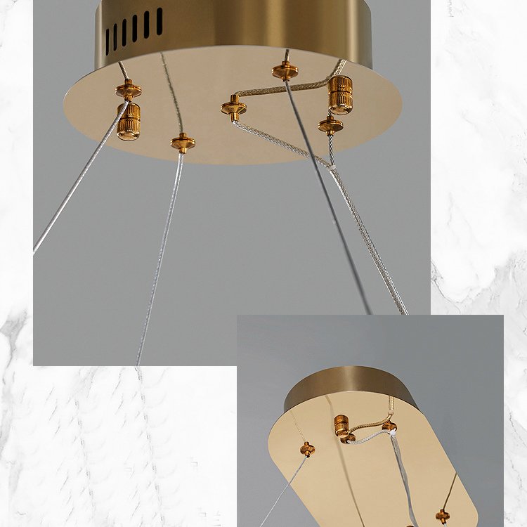 Candelabru inelar cu LED-uri cu diamant auriu pentru sufragerie