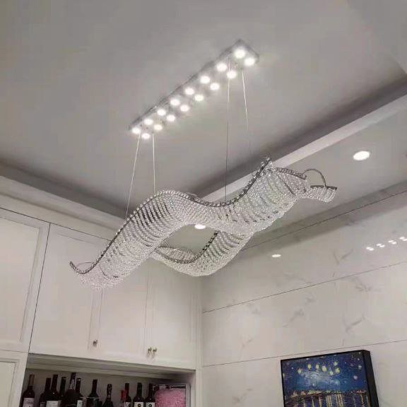 Candelabru LED de cristal WAVE 220 cm pentru hol