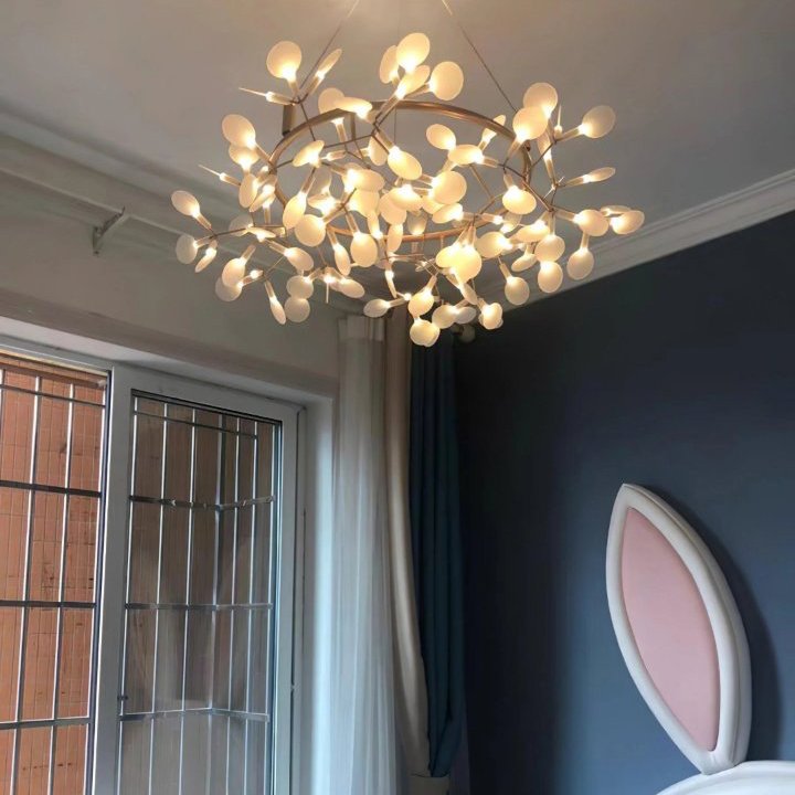 Candelabru LED PETALS pentru sufragerie, 98 cm auriu