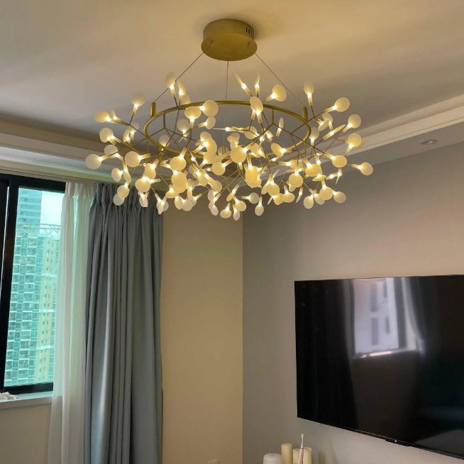 Candelabru LED PETALS pentru sufragerie, 98 cm auriu