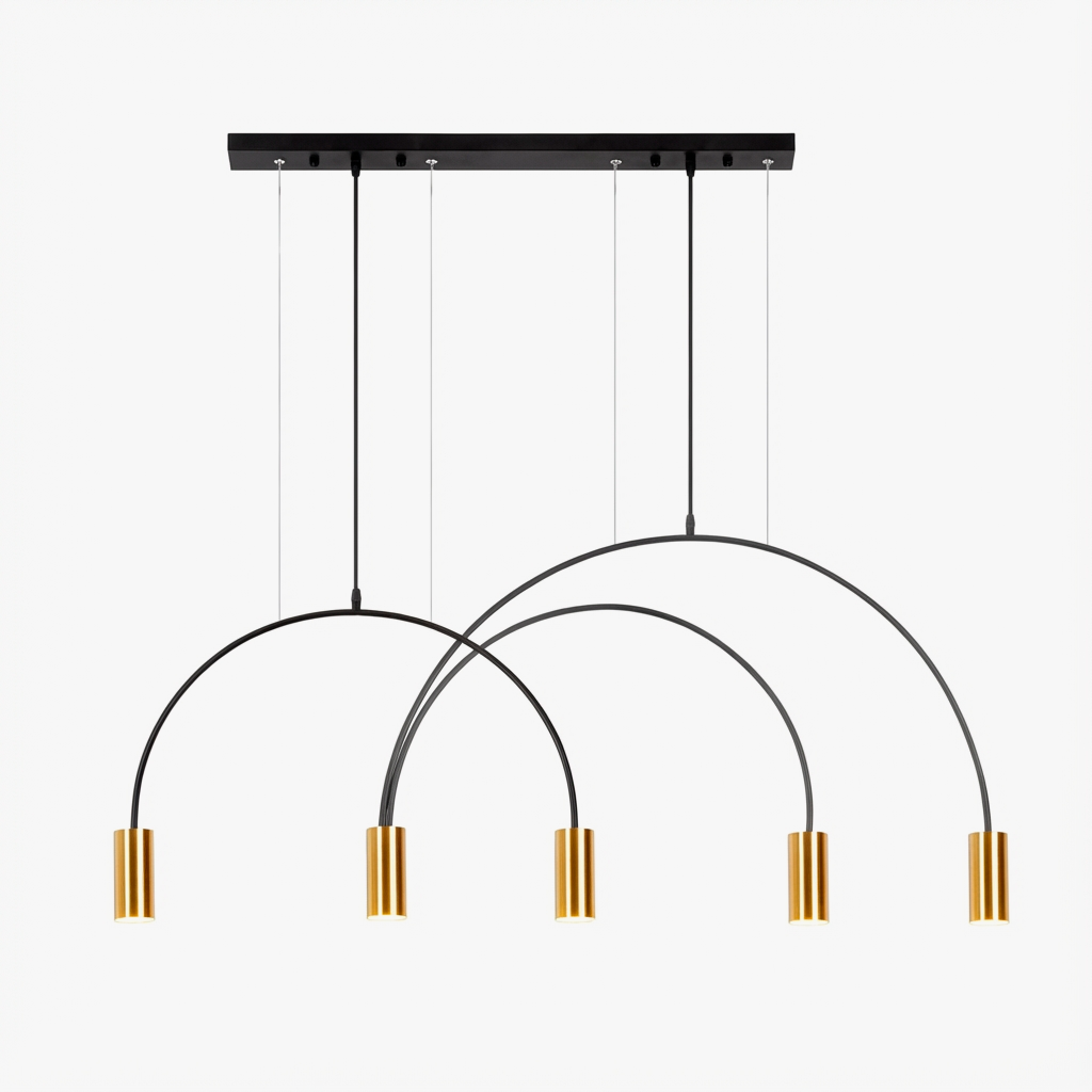 Lampă suspendată ARC aurie cu 5 lămpi