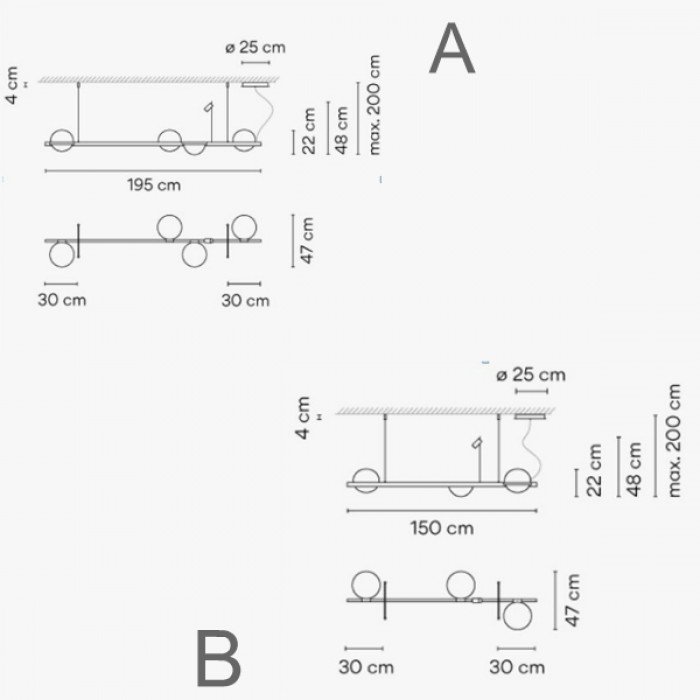Candelabru PALMA VIBI LIGHTING 195cm pentru dormitor