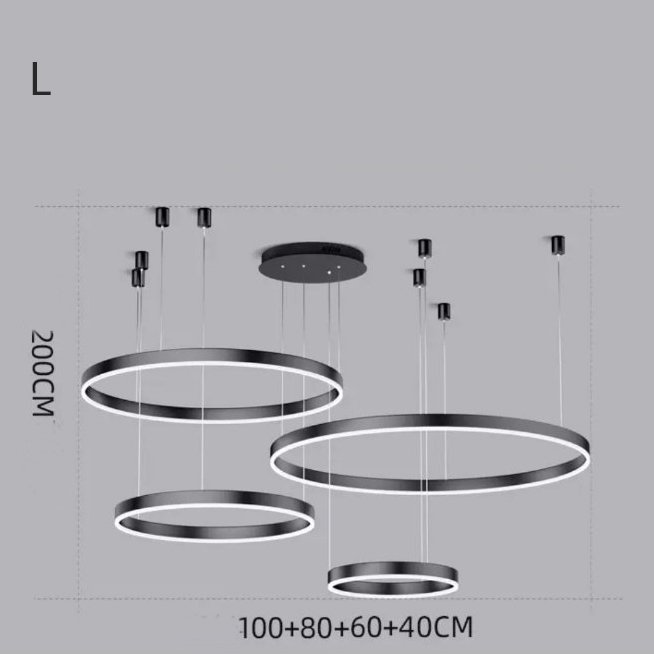 Candelabru inelar cu LED-uri negre Ringooo pentru hol