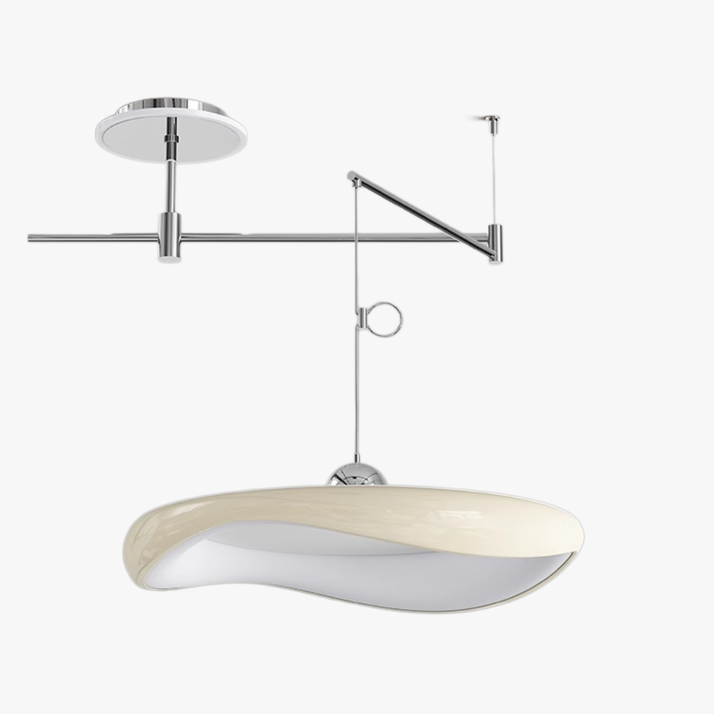 Lampă suspendată Ion Flow D60, alb lăptos