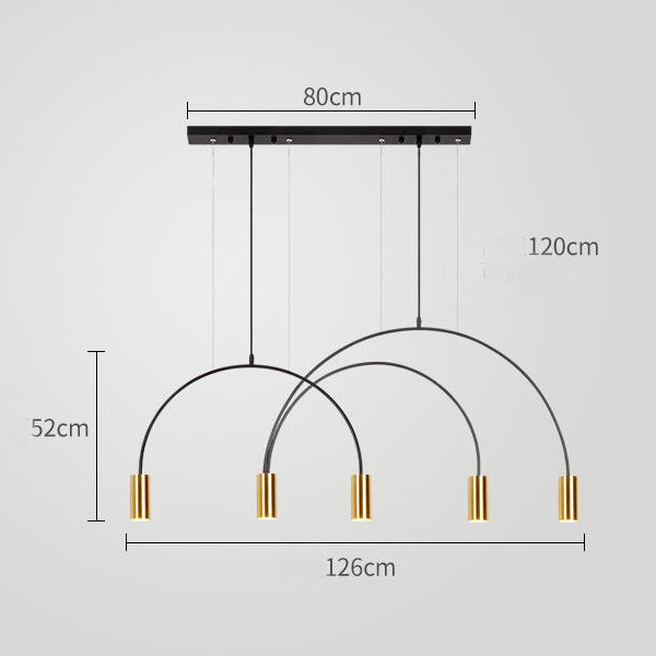 Lampă suspendată ARC cu 5 lămpi negre