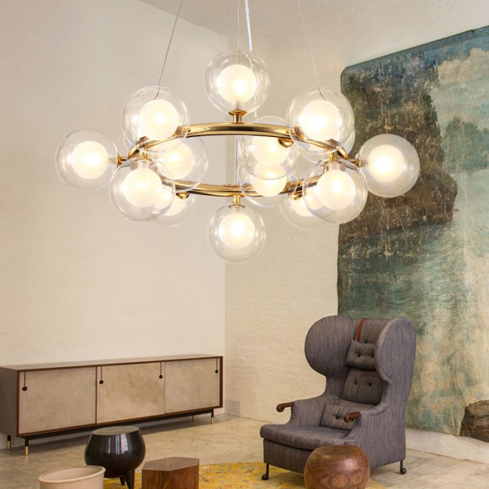 Candelabru inelar LINDA cu 45 de lămpi, 103 cm, pentru dormitor