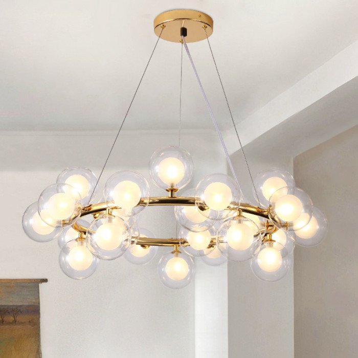 Candelabru inelar LINDA cu 45 de lămpi, 103 cm, pentru dormitor