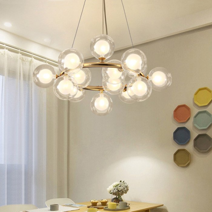 Candelabru inelar LINDA cu 45 de lămpi, 103 cm, pentru dormitor