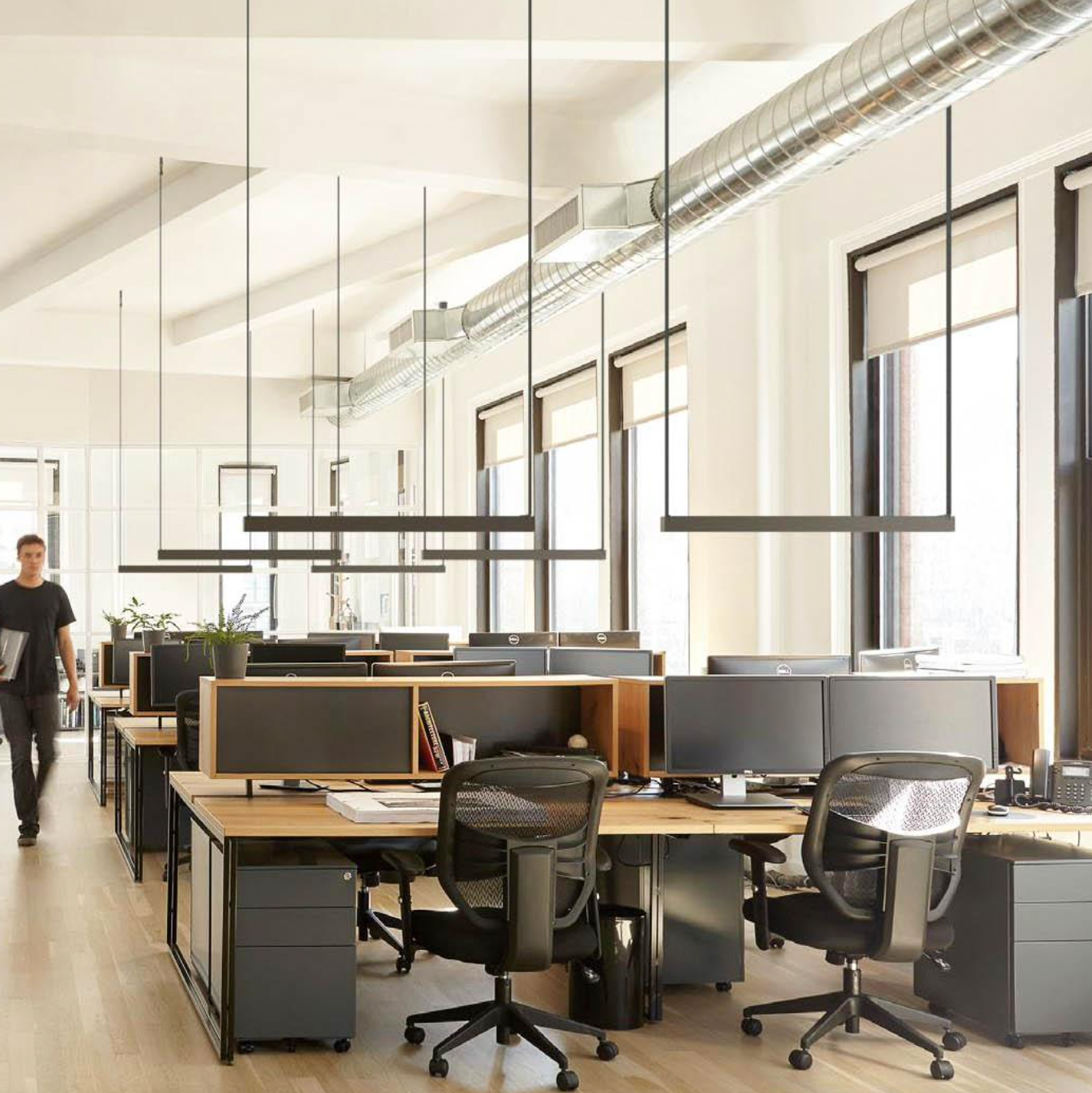 Lampă suspendată LED neagră LINEAR 95cm pentru dormitor, cu lanț cureaua