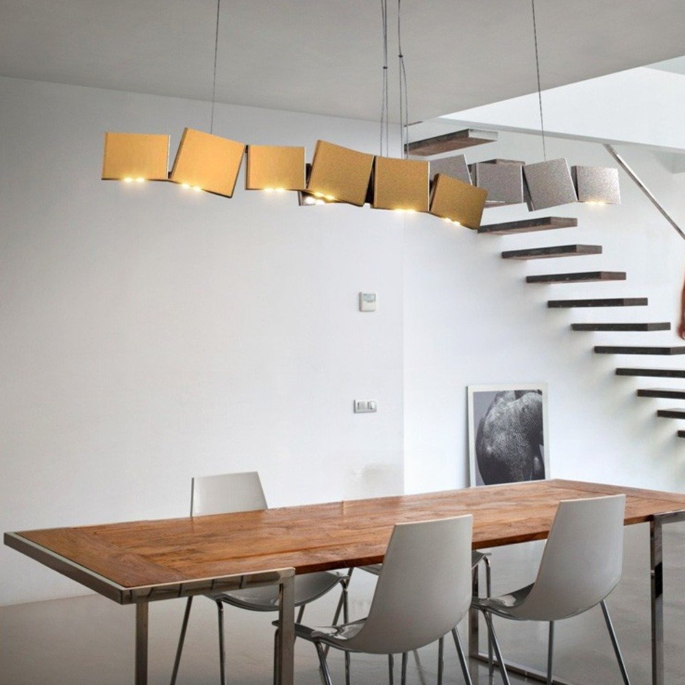 Lampă de iluminat MEISTER cu 14 lămpi, tip rând, cu lamele