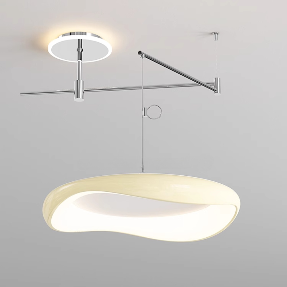 Lampă suspendată Ion Flow D60, alb lăptos