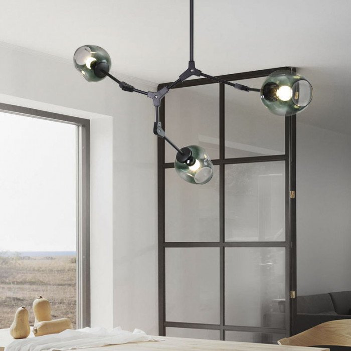 Candelabru auriu + chihlimbar cu 5 lămpi Branching Bubble pentru hol